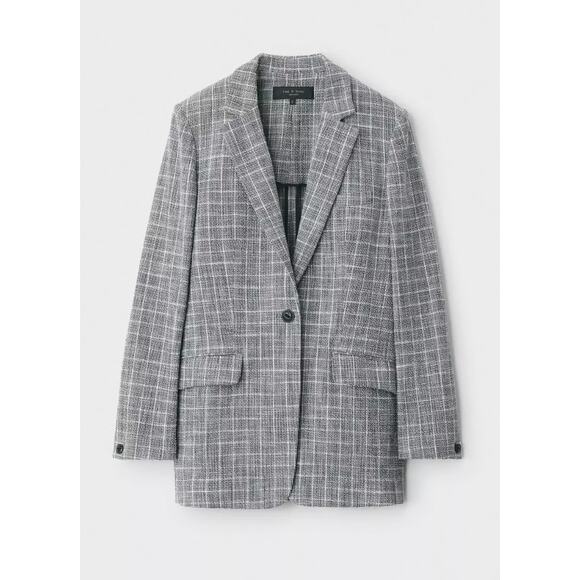 Rag & Bone Ames Deconstructed Check Cotton Relaxed Fit Blazer - Picture 2 of 16